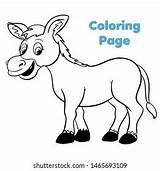 Cute Cartoon Donkey Coloring Page Vector De Stock Libre  sketch template