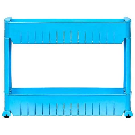 Buy Floraware 2 Layer Storage Organizer Plastic Rack/Shelf With Wheels - Strong & Durable, Blue ...