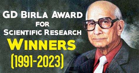 GD Birla Award Winner for Scientific Research List (1991-2023)