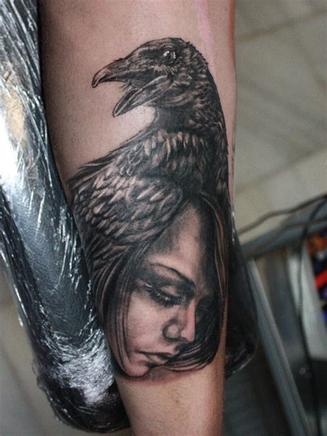 Girl and Crow Tattoo by Reddogtattoo on DeviantArt