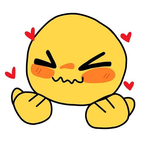 a yellow cartoon character with hearts around it's eyes