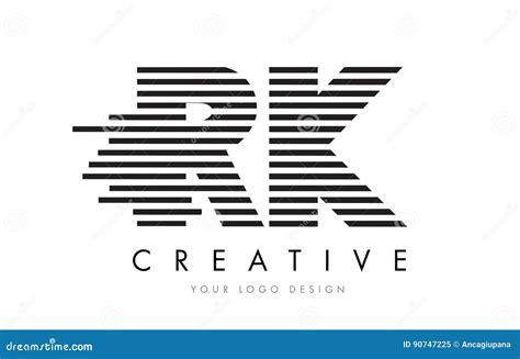 RK R K Zebra Letter Logo Design with Black and White Stripes Stock ...