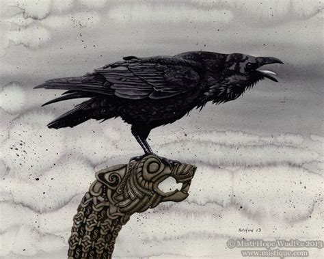 Original Art Watercolor Painting: Raven Norse Viking Goth Dark