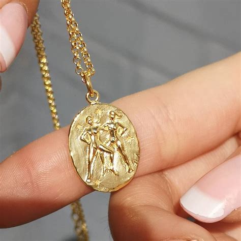 Engraved Gold Plated Gemini Zodiac Necklace By Lily Charmed ...