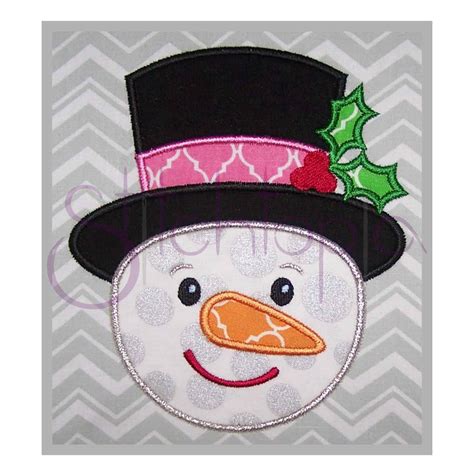 Snowman with Top Hat Applique Design | Stitchtopia