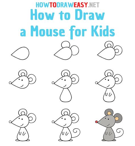 How to Draw a Mouse Step by Step | Drawing lessons for kids, Easy drawings for kids, Drawing ...