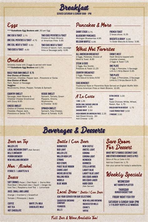 Menu of What-Not-Inn in Fennville, MI 49408