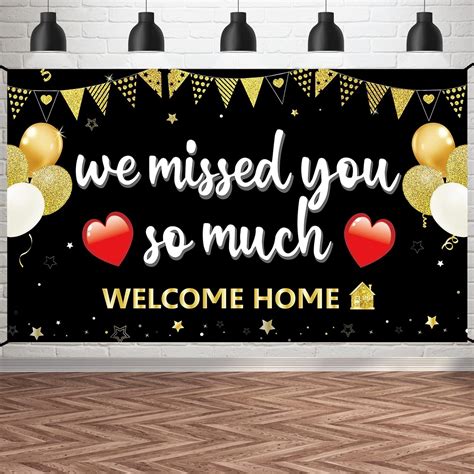 Buy Welcome Home Banner Decorations We Missed You So Much Backdrop Sign ...