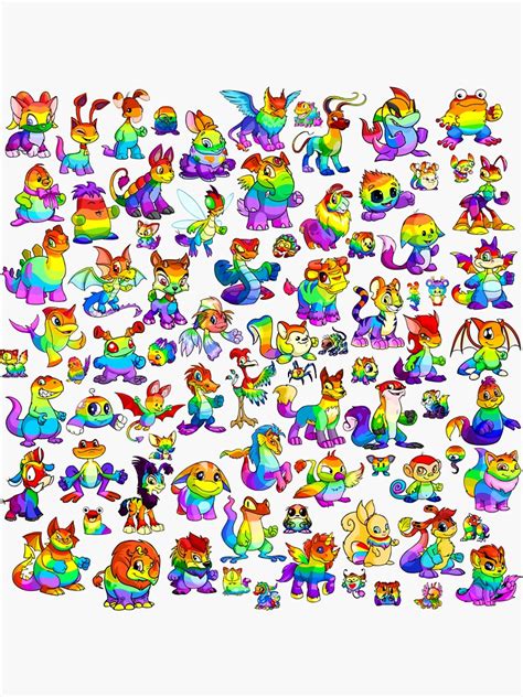 "Rainbow Neopets Collage" Sticker for Sale by honeydtrk | Redbubble