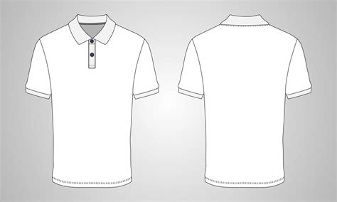 Blank Collared Shirt Mock Template Front Back View Isolated White Stock ...