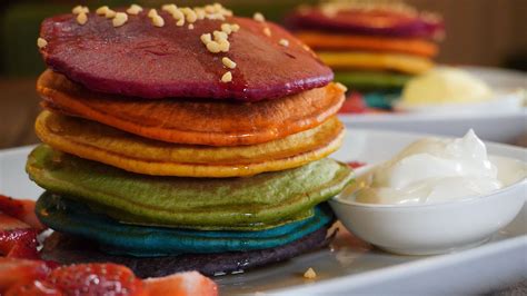 Easy Spelt Flour Rainbow Pancakes