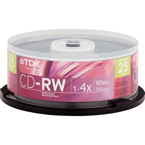 TDK CD-RW Compact Discs (Spindle Pack of 25) CD-RW80CB25 B&H