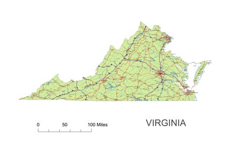 Virginia State vector road map. - Your-Vector-Maps.comYour-Vector-Maps.com