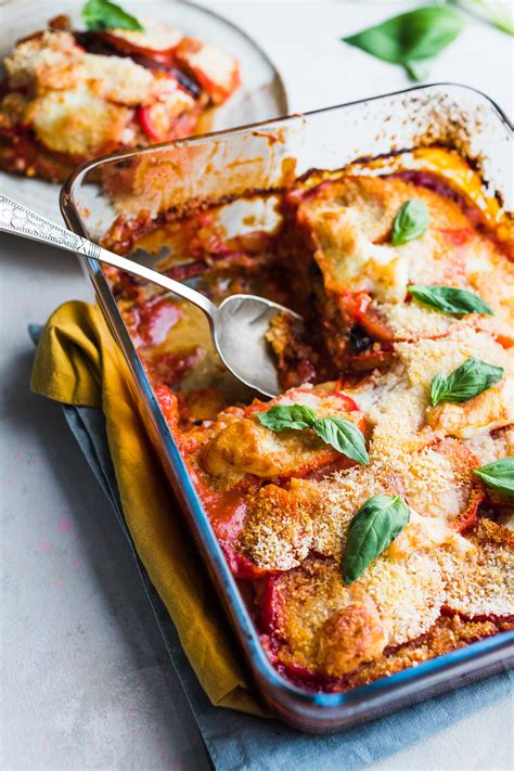 Aubergine Parmigiana with a crispy mozzarella topping - ProperFoodie