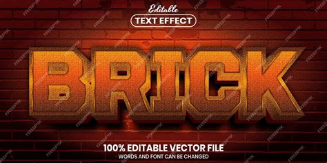 Premium Vector | Brick text, font style editable text effect