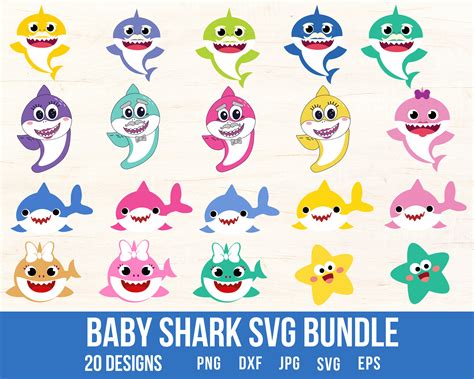 Baby Shark Clipart Bundle, Shark Family SVG Cutting Files For Cricut ...