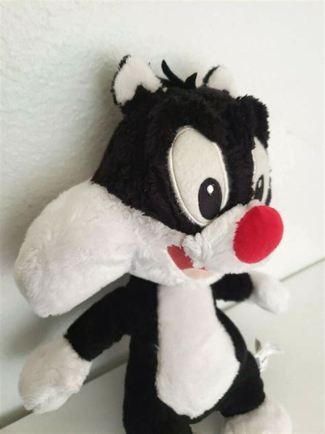 Six Flags Baby Looney Tunes Sylvester Cat Plush Stuffed Animal Black White - Warner Bros.