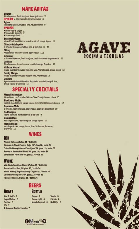 West Seattle Menu - Agave Cocina