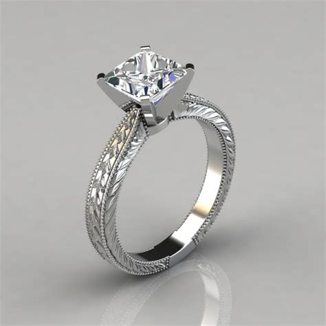 Princess-Cut Moissanite Solitaire Moissanite Engagement Ring