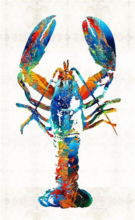 a painting of a lobster on a white background