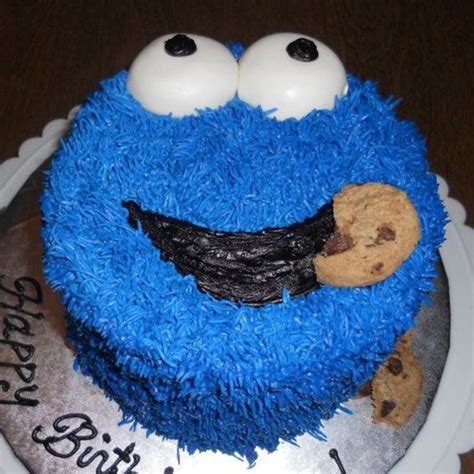 Cookie Monster Birthday Cake Buttercream Frosting With Mmf Eyes ...