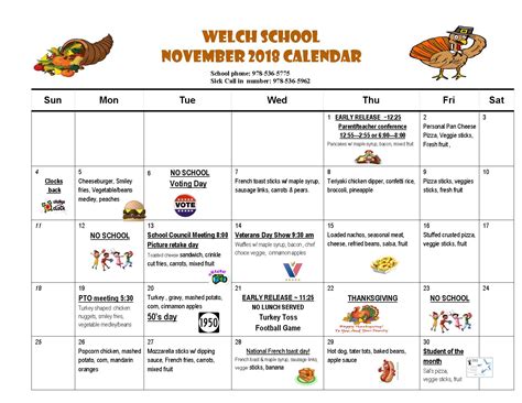 November Calendar : Peabody Public Schools