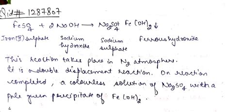 Explain the reaction-FeSO_{4}+2NaOHlongrightarrow Na_{2}+Feleft(OHright ...