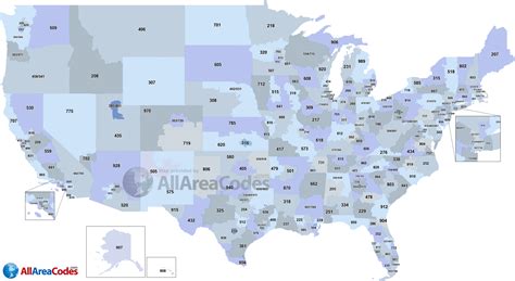 Area Code Map Usa Printable