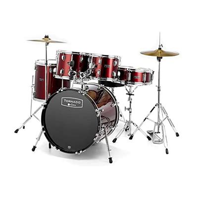 Mapex, Drum Set, Tornado, 5 pcs, w/Hardware, Throne & Cymbals – Dark Burgundy – Manuel Industries