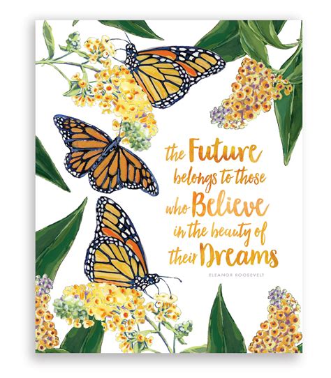 Floral and butterfly art print - Monarch butterfly wall art with inspirational quote – Tilia Press