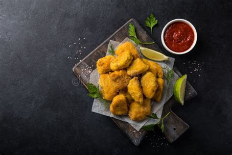 Crispy Fried Chicken Nuggets with Tomato Sauce Stock Image - Image of meal, eating: 109070611