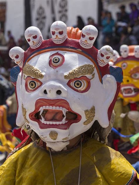 Tibetan Buddhist Lamas in the Mystical Masks Perform a Ritual Tsam Dance . Hemis Monastery ...