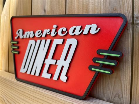 American Diner Sign Retro Diner Sign Customized US Diner 50s Sign ...