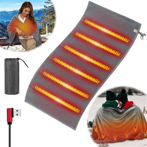 MBVOICO Heated Blanket Battery Operated Portable - USB Electric Throw ...