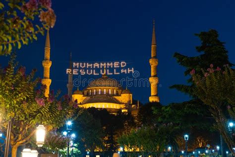 Sultanahmet Mosque or Blue Mosque at Night. Editorial Photography - Image of muslim, islam ...