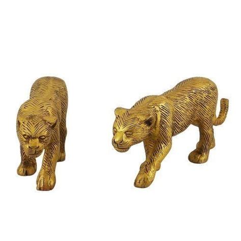 Golden Jaguar Pair Decorative Statue