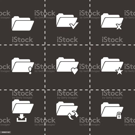 Vector Black Folder Icon Set Stock Illustration - Download Image Now ...