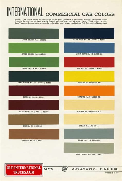 Color Charts 1964 Paint Chart International Truck Color Chart | Images ...