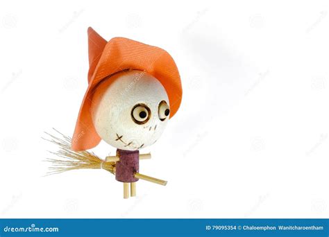 Wooden Witch Riding a Broom Magic on Halloween Day Stock Photo - Image of horror, seasonal: 79095354