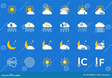 Weather Forecast Vector Icons Set Stock Vector - Illustration of ...