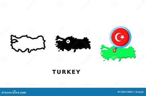 Turkey Flag and Country Icon. with Outline, Glyph and Flat Styles Stock Vector - Illustration of ...