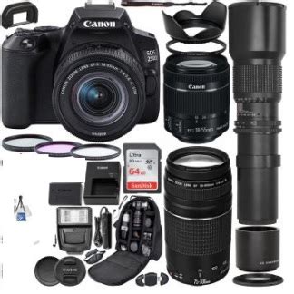 Canon EOS 250D (Rebel SL3) DSLR Camera with 18-55mm & 75-300mm Canon ...