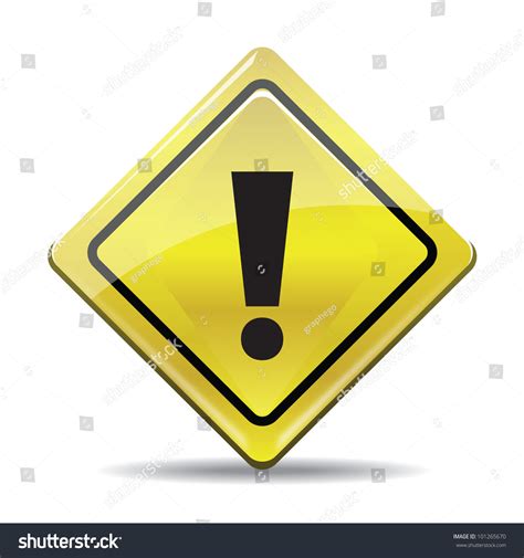 Yellow Warning Symbol With Black Sign Isolated On White Background. Stylized Icon. Stock Photo ...