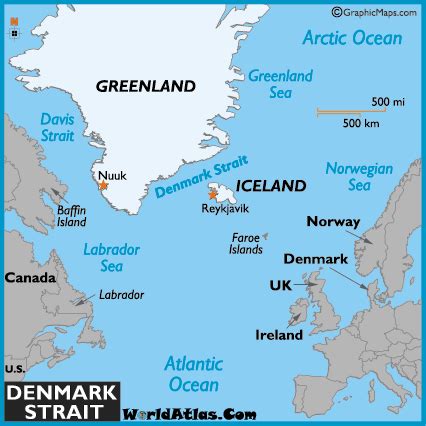 Map of Denmark Strait - World Straits, Denmark Strait Map Location - World Atlas