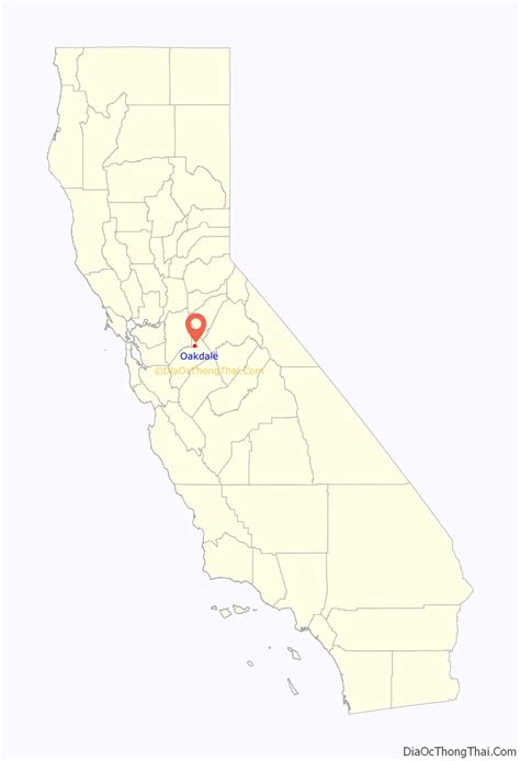 Map of Oakdale city, California