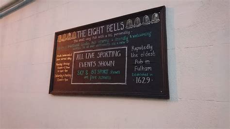 Menu at The Eight Bells pub & bar, London, 89 Fulham High St