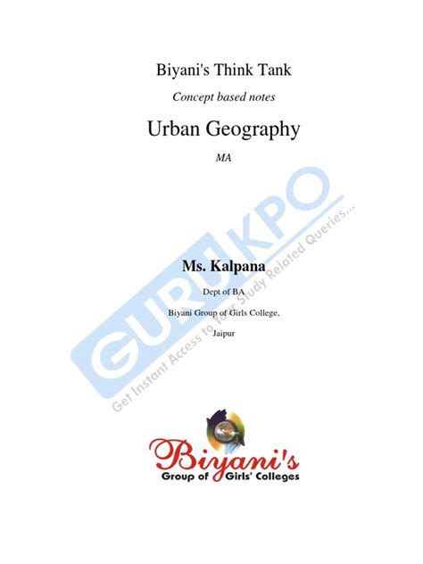 Urban Geography | PDF | Geography | Metropolitan Area