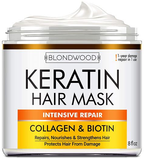 Keratin Hair Mask - Made in USA - Best Natural Biotin Keratin Collagen Treatment for Dry ...