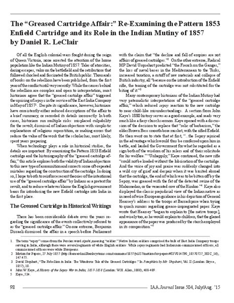 (PDF) The “Greased Cartridge Affair:” Re-Examining the Pattern 1853 Enfield Cartridge and Its ...