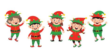 Group Of Cartoon Elfs Celebrating Christmas 10721679 Vector Art at Vecteezy